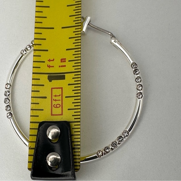 Silver Rhinestone Hoop Earrings • Sparkly Crystal Accent Hoops • NWT - Picture 15 of 15
